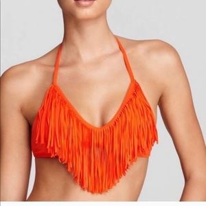 L*space orange fringe bikini top